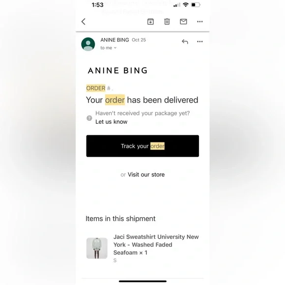 Anine Bing Jaci New York Sweatshirt Size S LIMITED EDITION NO Longer Ava…